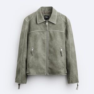 Greeny /Gray Leather Jacket